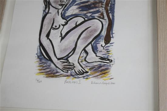 Eileen Cooper, two limited edition prints, Passions I and Passions IV, signed in pencil and dated 2001, 16/40 and 17/40, 22 x 18.5c